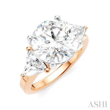1 1/10 Ctw Circular Shape Trillion and Round Cut Diamond Semi-Mount Engagement Ring in 14K Rose and White Gold